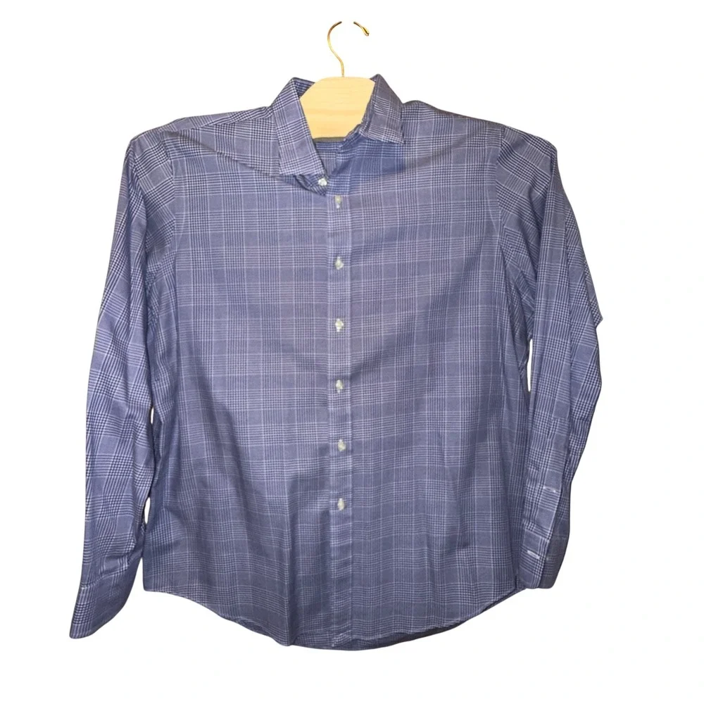 Polo Ralph Lauren Button Down Shirt XL Blue Glen Plaid Long Sleeve Dress Shirt